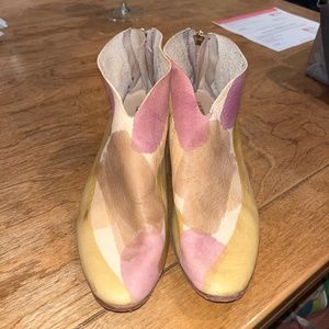Lauren Brinkers Hand Painted Leather Ankle Boots size 7 charity fundraiser